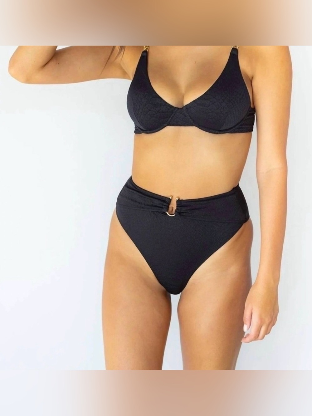 Revel Rey Inez Bikini Bottom in Black Snake Sz M NWT's Beach Pool Resort Capsule
